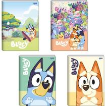 Caderno Brochura 1/4 Capa Dura Bluey 80 Folhas Pacote com 5 Unidades