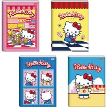 Caderno Brochura 1/4 Capa Dura Hello KITTY 80 Folhas Pacote com 5 Unidades