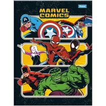 Caderno Brochura 1/4 Capa Dura Marvel Comics 80 Folhas Pacote com 5