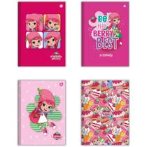 Caderno Brochura 1/4 Capa Dura Moranguinho 80 Folhas - Pacote com 05 Unidades