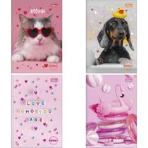 Caderno Brochura 1/4 Capa Dura Zoom+ 96 Folhas Feminino Pacote com 05