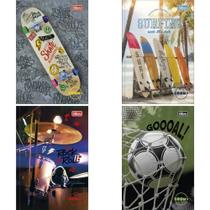 Caderno Brochura 1/4 Capa Dura Zoom+ 96 Folhas Masculino Pacote com 05