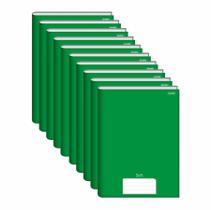 Caderno Brochura 1/4 Pequeno 48 Fls Verde Stiff Jandaia Kit 10 Un.