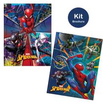 Caderno Brochura Capa Dura 80 folhas Kit 2un Spider Man Homem Aranha Marvel Tilibra Escolar Infantil Ensino Fundamental