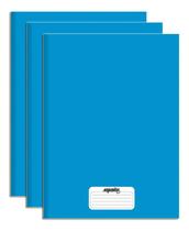 Caderno Brochura Capa Dura Azul 96 Folhas Kit 3 - Redomma