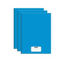 Caderno Brochura Capa Dura Azul 96 Folhas Kit 3