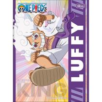 Caderno Brochura Capa Dura Universitário One Piece 80 Folhas - Capa Roxa- Luffy Branco