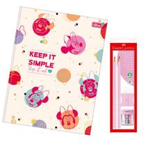 Caderno Brochura Minnie Capa Dura Grande Tilibra 80 fls + Kit Escolar Faber Castell Lápis Borracha Apontador Rosa Pastel Caderno Brochura Minnie Capa Dura Grande Tilibra 80 fls + Kit Escolar Faber Castell Lápis Borracha Apontador Rosa Pastel