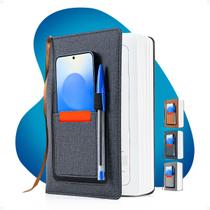 Caderno Brochura Tamanho A5 Anotações Data Marcador C/ Bolso