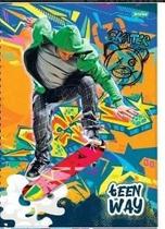Caderno brochura universitário capa dura teen way 96 fls skate jandaia