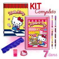 Caderno Brochurão Hello Kitty Brochura Grande Universitario KIT Escolar Combo menina Régua lápis