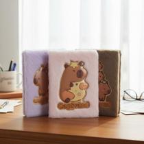 Caderno Caderneta Agenda Diário Capa Dura Pelúcia Fofa Capivara Bichinhos Kawaii Infantil