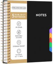 Caderno CAGIE 5 Subject College Ruled 21,6 x 27,9 cm com abas Caderno CAGIE 5 Subject College Ruled 21,6 x 27,9 cm com abas