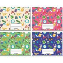 Caderno Caligrafia Capa Dura Decorado 48 Folhas 1/4 Brochura Horizontal - Pacote com 5 - Tamoio