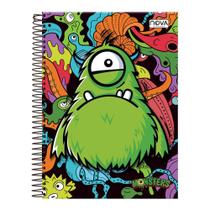 Caderno capa dura espiral 10m 160fls monsters - universitário - folhas pautadas - 200x 275 Caderno capa dura espiral 10m 160fls monsters - universitário - folhas pautadas - 200x 275