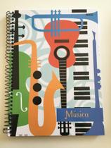Caderno capa dura musica universitário 80 folhas