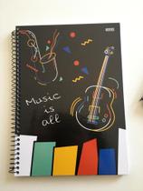 Caderno capa dura musica universitário 80 folhas