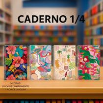 Caderno Capa Dura Um Quarto Espiral 96 FLS Tropical Inspiração Feminino Caderno Capa Dura Um Quarto Espiral 96 FLS Tropical Inspiração Feminino