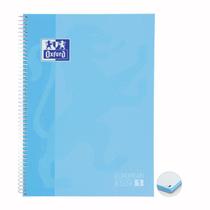 Caderno capa dura univ 1x1 80 folhas 90g Azul Pastel Oxford