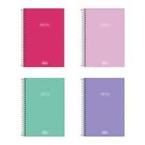 Caderno capa plástica 1/4 80 folhas Neon Cores Feminino - Tilibra Caderno capa plástica 1/4 80 folhas Neon Cores Feminino - Tilibra