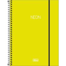 Caderno Capa Plástica 1 Materia Neon Verde Limão 80 Fls