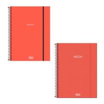Caderno capa plástica universitário 10x1 160 folhas Neon Laranja - Tilibra