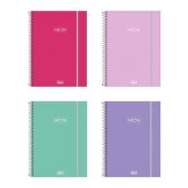 Caderno capa plástica universitário 1x1 80 folhas Neon Cores Feminino - Tilibra Caderno capa plástica universitário 1x1 80 folhas Neon Cores Feminino - Tilibra