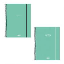Caderno capa plástica universitário 1x1 80 folhas Neon Turquesa - Tilibra