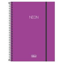 Caderno capa plástica universitário 1x1 Neon Roxo 80 Fls Tilibra