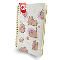 Caderno Capivara Pequeno Espiral Brilhoso 40 Folhas Escolar Caderno Capivara Pequeno Espiral Brilhoso 40 Folhas Escolar