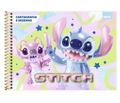 Caderno Cartografia Desenho Capa Dura Stitch 80 Folhas
