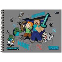Caderno Cartografia e Desenho 80 Folhas Foroni Minecraft Capa Dura