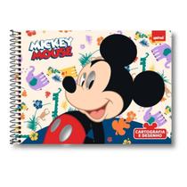 Caderno Cartografia e Desenho Mickey Mouse 80 Folhas Capa Dura Spiral