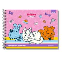 Caderno Cartografia e Desenho Turma da Mônica Pets Capa Dura 80 Folhas Spiral
