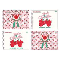 Caderno Cartografia Jandaia Espiral Capa Dura Minnie Arts 80 Folhas - Embalagem Com 4 Unidades