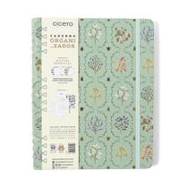 Caderno Cícero Organizador Jardim Pautado &amp Pontado 17x24 Verde