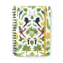 Caderno CICERO Pautado 17 x 24cm - Pássaros/Floresta Tropical Branco - Cícero