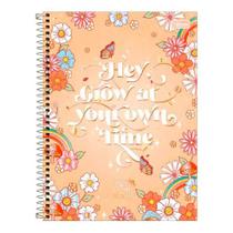 Caderno Colegial 1 Matéria Tilibra Gypsy Floral Hey Grow