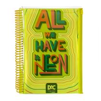 Caderno Colegial Amarelo DAC Color Bubble 10 Matérias com Malote Zip 3559