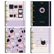 Caderno Colegial Argolado Criativo Cute Cat Capa Dura com Elástico Caderno Colegial Argolado Criativo Cute Cat Capa Dura com Elástico