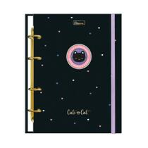 Caderno Colegial Argolado Cute Cat 4 Furos 80 Folhas Capa Dura CADERSIL Modelo 1 Caderno Colegial Argolado Cute Cat 4 Furos 80 Folhas Capa Dura CADERSIL Modelo 1