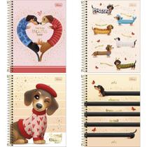 Caderno Colegial Brownie DOG TREND 1X1 60 Folhas Capa Dura Pacote com 4
