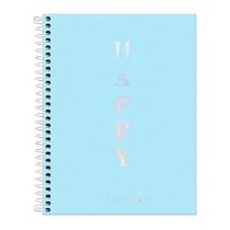 Caderno Colegial Happy Capa Plástica Tilibra Azul pastel