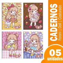 Caderno costurado universitario capa dura foroni doll 5x80fls