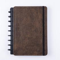 Caderno Couro Brown Disco Reposicionável Médio M Capa Dura Caderno Couro Brown Disco Reposicionável Médio M Capa Dura