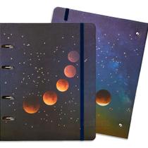 Caderno criativo argolado astral pautado 17x24 eclipse preto