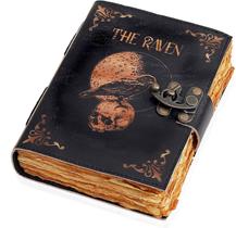 Caderno Cuero Leather Gothic Journal Magical Raven Skull