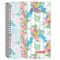 Caderno de 15 Matérias Floral 210 Folhas Capa Dura Espiral