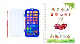 Caderno de Aquarela para Adultos com 36 Cores, Tema Frutas
