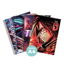 Caderno De Arame Espiral Animacon Anime 1 Matéria Com Adesivo Capa Dura Escolar - Papelaria Store